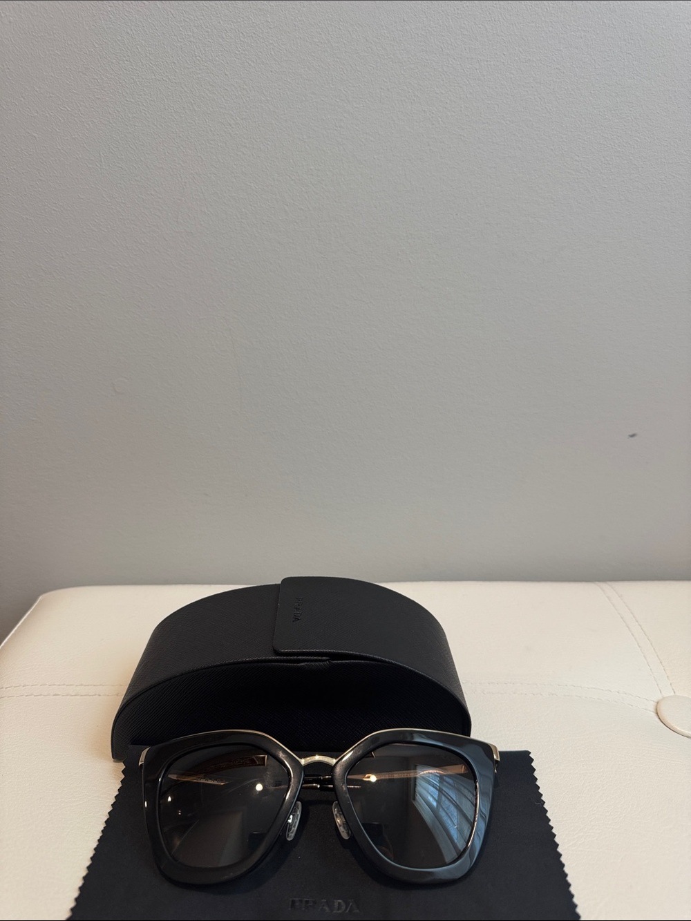 Prada Black and Gold Cat Eye Sunglasses - Picture 5 of 5